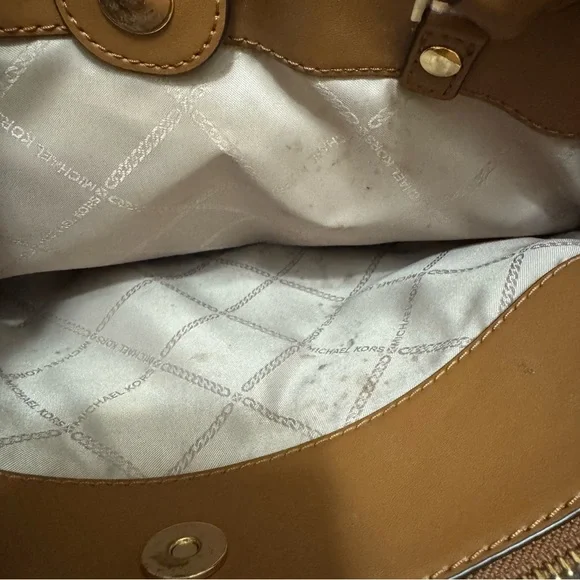 Michael Kors Brown Monogram Tote with Gold Accents - Picture 5 of 5